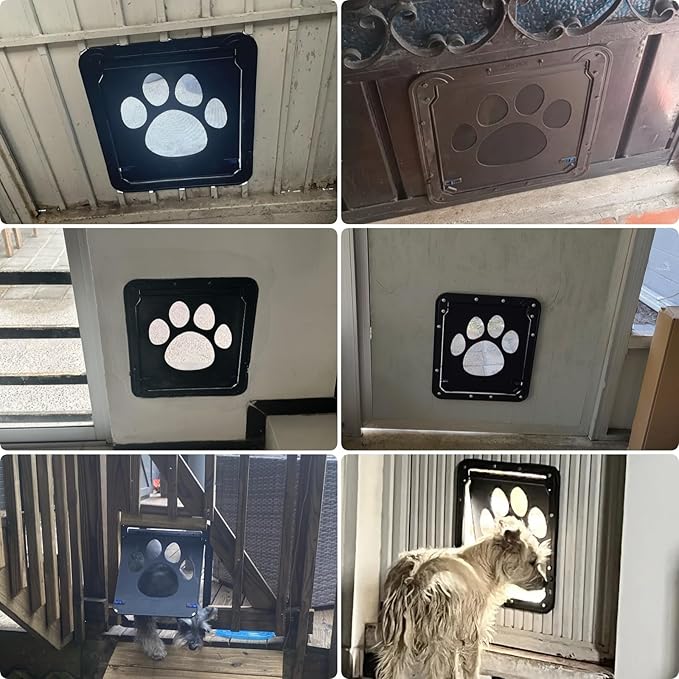 PETLESO Large Dog Door for Screen Door, Easy Install Lockable Pet Screen Door for Sliding Door, Doggy Screen Door, Gray, Inside size: 14''x12''