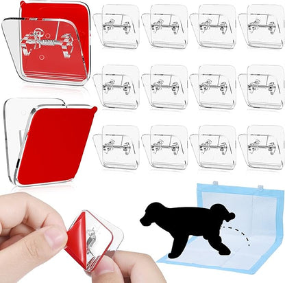 Yalikop 12 Pcs Wall Pee Pad Holder Dog Potty Training Pad Sticky Wall Clip Transparent Adhesive Clips with 6 Pcs Strong Adhesive(Clear)