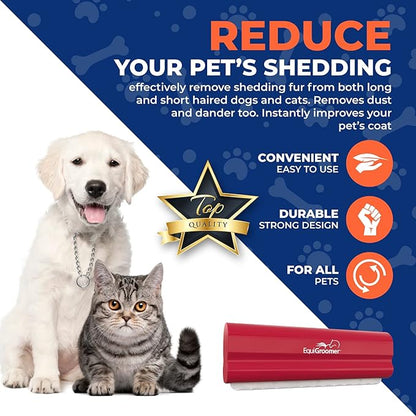 EasyGroomer Deshedding Brush for Dogs & Cats – Undercoat Grooming Tool for Short & Long Hair, Removes Loose Fur & Dirt, Reduces Shedding for Small & Large Pets, Red