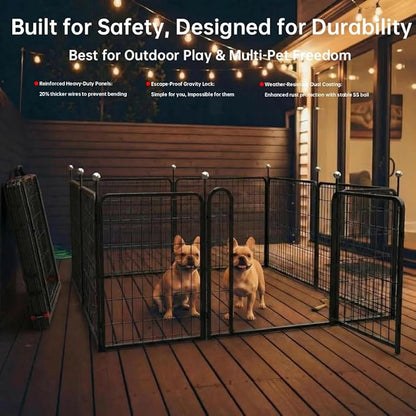 Puppy Playpen Indoor/Outdoor,24'' Portable Dog playpen with Easy-Carry Straps,8 Panels Dog Pen Play Pen for Small Dogs,Rustproof Pet Playpen for Camping RV Yard(with One Door)