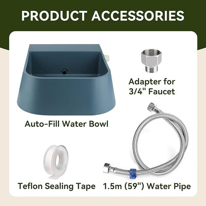 LESYPET Dog Automatic Water Dispenser with Hose, 68 oz Outdoor Dog Drinking Water Bowl for Chicken Livestock, Auto Filling Waterer for Pets & Livestock
