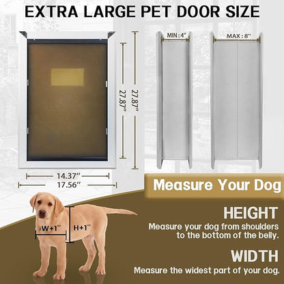 FUELIO XL Dog Door for Wall - Aluminum Doggy Door for Wall Mounting - Double Flap for Ruff Weather, Extra Large Size for Giant Breed- Pet Safe Design