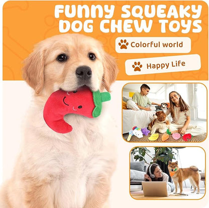 LOYEE Dog Squeaky Toys 8 Pack, Puppy Plush Squeaky Toys for Medium Small Dogs, Cute Pet Toys Stuffed Puppy Chew Toys for Teething, Interactive Toys Set for Puppy Supplies