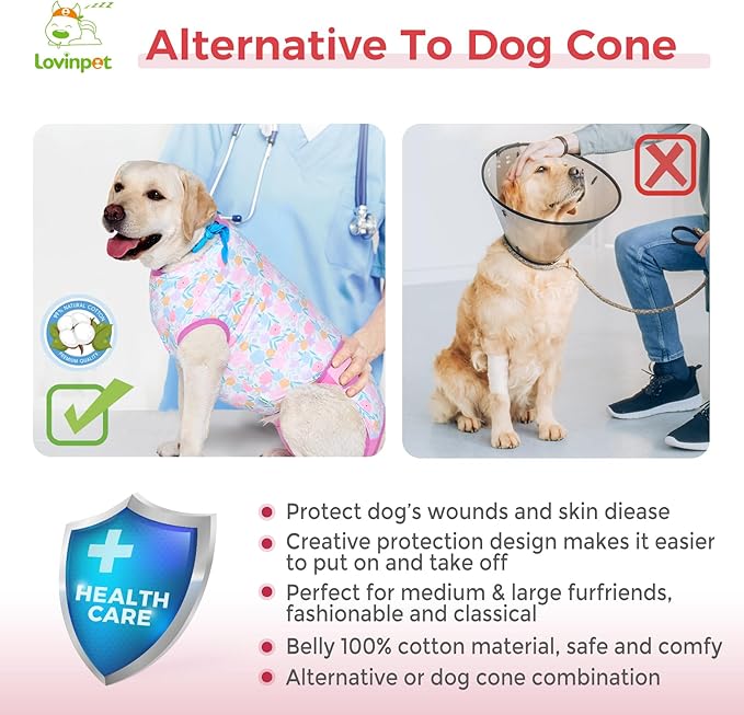 LovinPet Dog Surgical Recovery Suit Male - After Surgery Onesie for Dogs Female & Male Anti-Licking Protection Full Body Coverage for Anti-Shedding