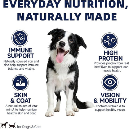 Freeze Dried Beef Liver Treats for Dogs & Cats, Single Ingredient Training Treats, Grain Free Raw Diet Meal Topper, 6.35 oz