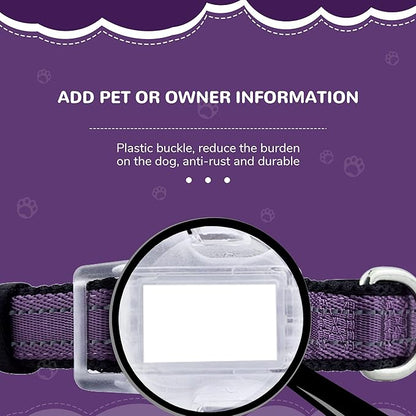Reflective Dog Collar for Large Dogs Mesh Padded Large Dog Collar, Adjustable Pet Collar with Quick Release Buckle, Durable Breathable &Fade Resistant-Purple