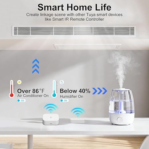 eMylo Indoor Outdoor Thermometer Hygrometer RTH11, IP65 Waterproof Temperature Humidity Sensor for Home with APP Alert, 492ft Monitoring Range, Requires Connection to WiFi Gateway(Not Included)
