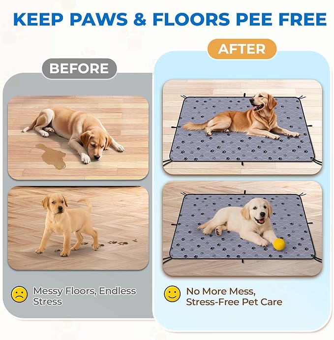 Fostanfly Washable Pee Pads for Dogs, 2 Pack 36"x48" Superior Reusable Puppy Pads, Waterproof Protects Against Urine Leakage, Non-Slip Grip Prevents Slipping and Bunching for Dog Training
