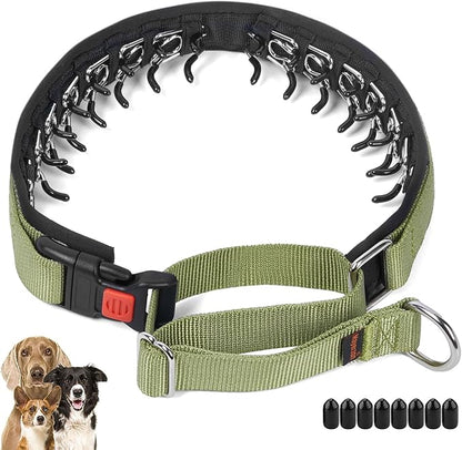 Mayerzon No Pull Dog Collar, Patented Martingale Collar for Small Medium Large Dogs with Buckle and Heavy Duty Nylon for Walking Training Hunting, Safe and Easy to Use(S, Green)