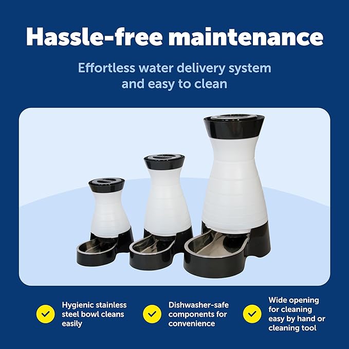PetSafe Healthy Pet Water Station - Small, 64 oz Capacity - Gravity Pet Water Fountain, Automatic Cat Water Fountain, Dog Water Fountain, Water Dispenser - Removable Stainless Steel Bowl Included