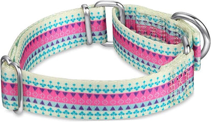 Martingale Collar Dog Collar No Pull Pet Collar Heavy Duty Dog Martingale Collars Silky Soft with Unique Pattern for Medium and Large Dogs (Medium, 1 Inch Wide, Candy Purple)