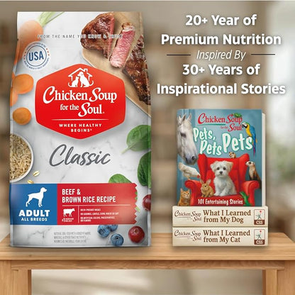 Chicken Soup for the Soul All Natural Premium Adult Dry Dog Food, Real Meat First Ingredient, No By-Products, Supports Gut & Immune Health, Beef & Brown Rice, 28lb