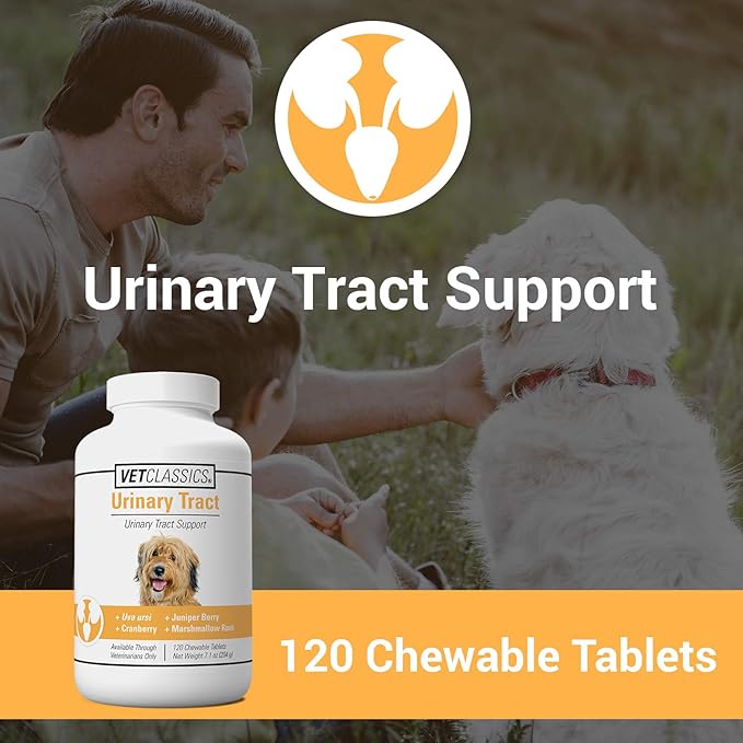 Vet Classics Urinary Tract Dog Supplement – Urinary Tract Support for Dogs, Helps Support Normal Urinary Tract Function, Pet Incontinence – Cranberry Dog Supplements – Chewable Tablets 120 Ct.