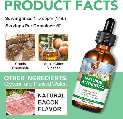Antibiotics for Dogs, Natural Antibiotics for Dogs, Dog Multivitamin for Pets, Dog Antibiotics Helps Support a Healthy Immune System, 2 Fl Oz ﻿ ﻿ ﻿ ﻿