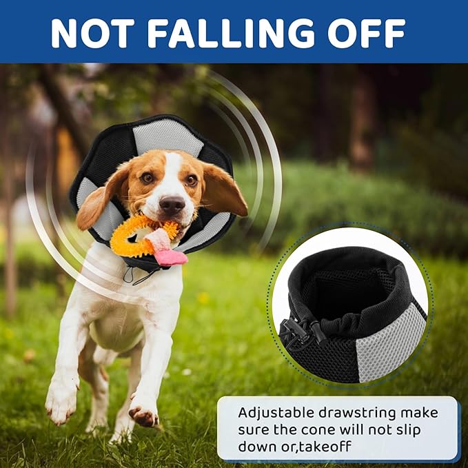 SUNFURA Dog Cone - Soft Cone for Dogs to Stop Licking, Pet E-Collar Alternative After Surgery, Adjustable Pet Recovery Collar for Wound Healing, Black Medium