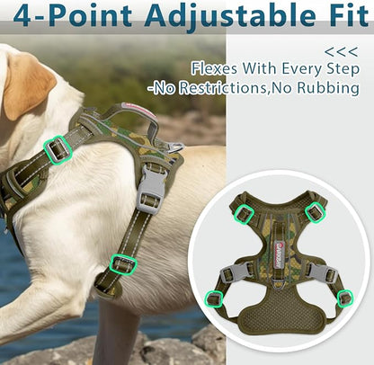 BARKBAY Dog Harness No Pull with ID Tag Pocket - Heavy Duty, Reflective, Easy Control for Large Dogs(Camo,XL)