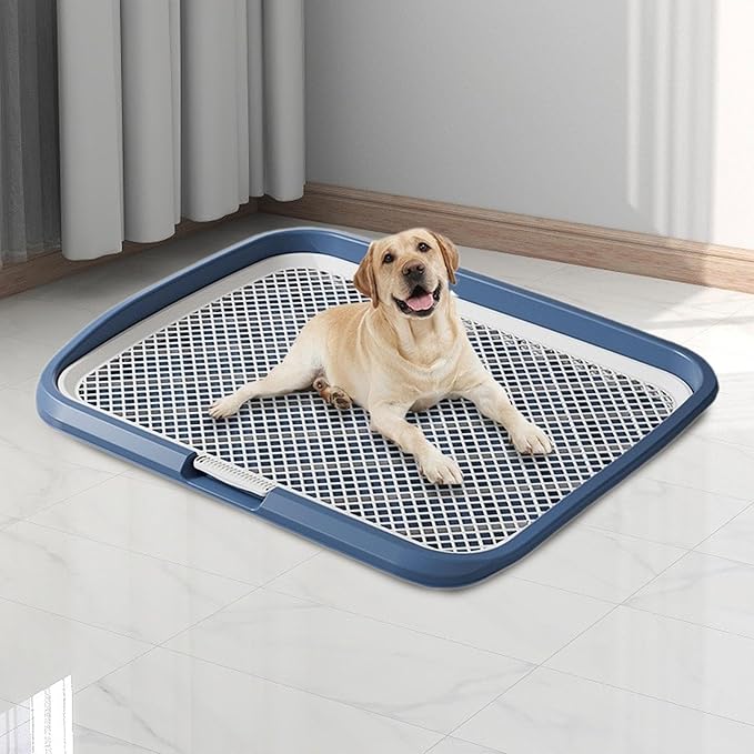 Dog Toilet Puppy Pad Holder Supplies Non Slip with Column Dog Pee Holder Training Pad for Bunny Home Dorm Room, Navy Blue