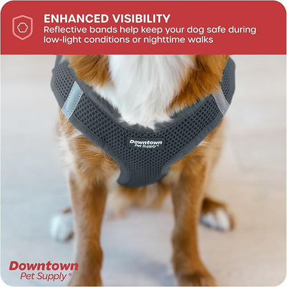 Downtown Pet Supply Step in Dog Harness for Small Dogs No Pull, Medium, Titanium - Adjustable Harness with Padded Mesh Fabric and Reflective Trim - Buckle Strap Harness for Dogs