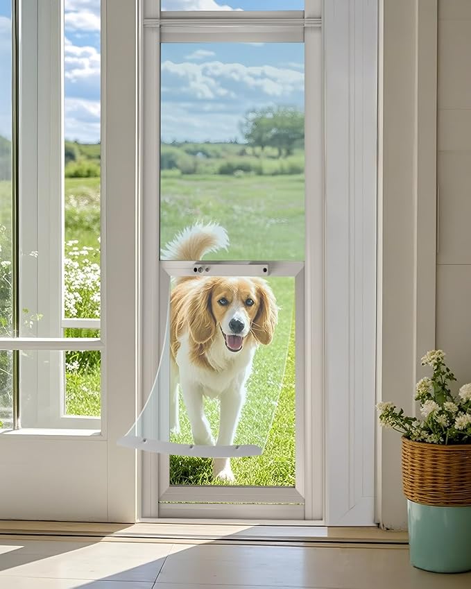 Dog Door for Sliding Glass Insert for Cat Doggie Doggy Pet Doors with Lock, Adjustable Height 80.71" to 86.61"