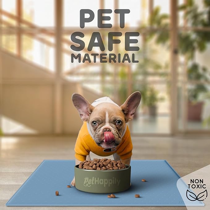 Dog Food Mat - Raised Edges Dogs Mat for Food and Water Prevent Spill, Waterproof Cat Food Mats Protect Floors, Easy Clean Dog Bowl Mats for Food and Water, Silicone Pet Food Tray