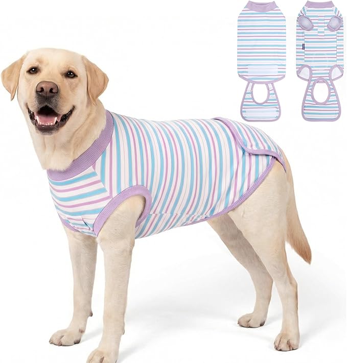 cyeollo Recovery Suit for Dogs Surgery Suit Female Spay Soft Pet Onesie Bodysuit Male Dog Neuter, Small Medium Large Dogs Surgical Recovery Shirt, Striped, XL