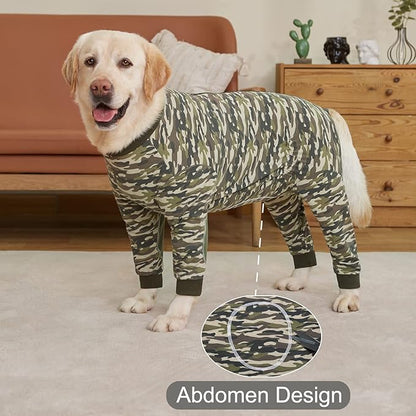 Yeapeeto Dog Onesie Surgery Recovery Suit for Large Medium Bodysuit Dogs Pajamas PJS Full Body for Shedding, Prevent Licking, Wound Protection, Cone Alternative (7XL, Camo)