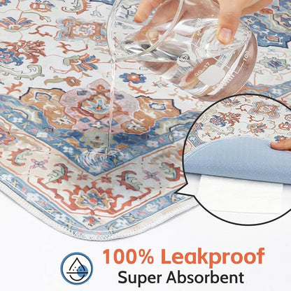 Washable Pee Pads for Dogs 2 Pack Reusable Puppy Training Pads 48"x48" Super Absorbent Waterproof Dog Training Pads, Non-Slip Potty Pads Whelping Pads Litter Mat Pet Supplies - Orange/Mix