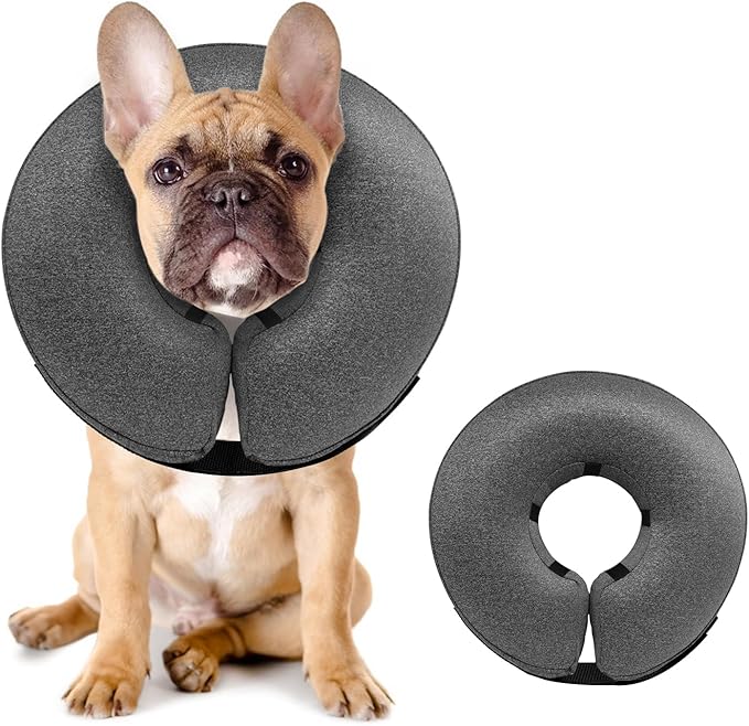 MIDOG Dog Cone - Inflatable Soft Donut Collar Alternative for Dogs After Surgery, Protective Recovery Collar Prevents Licking, Comfortable E-Collar Alternative for Small Medium Large Dogs (Gray, M)