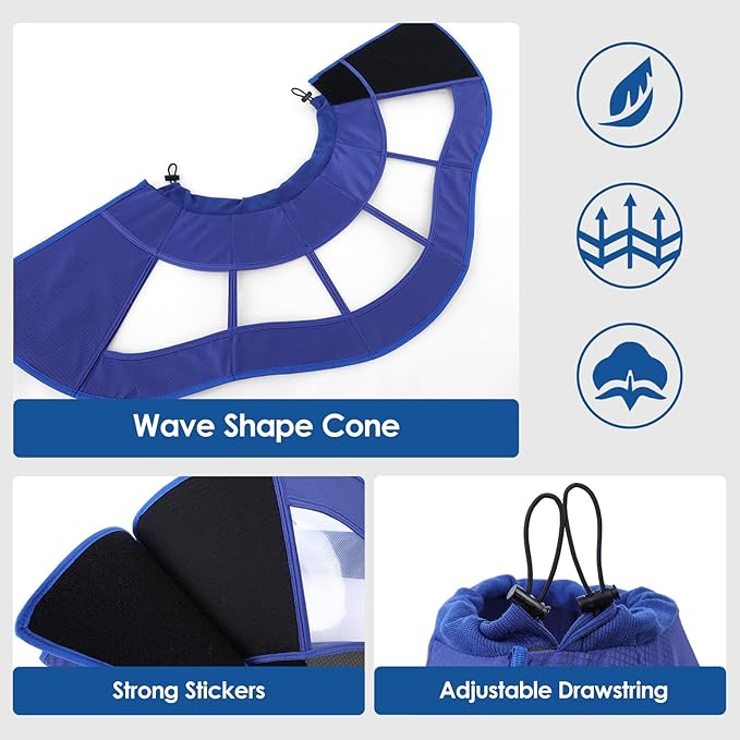 Dog Cone Collar Soft Adjustable Cone for Dogs to Stop Licking Dog Recovery E-Collar for Small Medium Large Dogs After Surgery Alternative(Blue, XL)