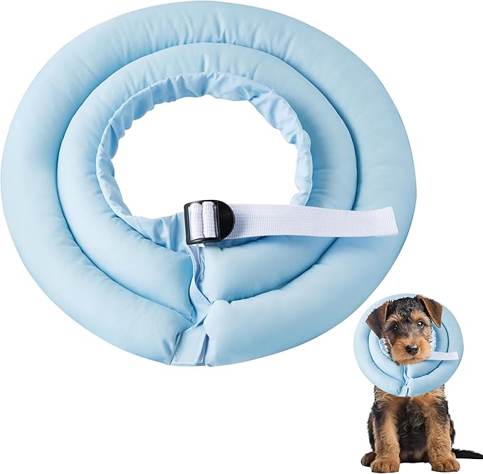 Soft Dog Cone Collar - Adjustable Recovery Cone for Small Dogs After Surgery to Stop Licking, Waterproof Elizabethan Protective Neck Donut Collar Alternative for Pet Cat Puppy (Blue, S)