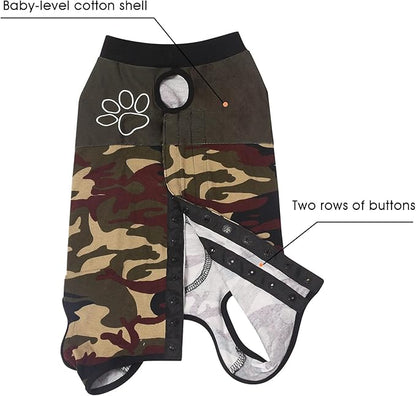 Jiupety Dog Surgical Recovery Suit Adjustable, Not Fit Slim and Long Body, Dogs Suit for Surgery Recovery, 3XL Size, Anti-Licking Surgical Dog Onesies, Camo