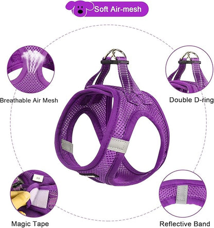 YIMEIS Dog Harness and Leash Set, No Pull Soft Mesh Pet Harness, Reflective Adjustable Puppy Vest for Small Medium Large Dogs, Cats (Purple, Medium (Pack of 1)