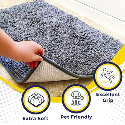 Muddy Mat® | Super Absorbent Door Mat Indoor, Microfiber Quick Dry Chenille Entryway Rug, Non-Slip Front Door Mat, Indoor Mats for Entryway, Machine Washable Pet Rug, Baby Blue 16"x24"