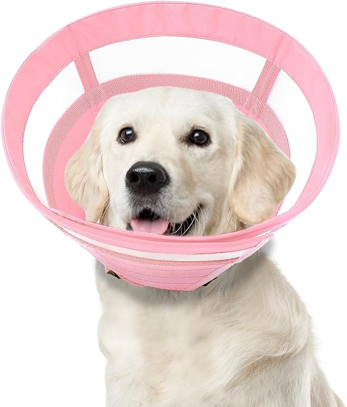 ASENKU Dog Cone Collar, Soft Adjustable Cone for Dogs to Stop Licking, Lightweight Recovery Dog Cone After Surgery, Pet E-Collar for Small, Medium & Large Dogs (Pink, M)