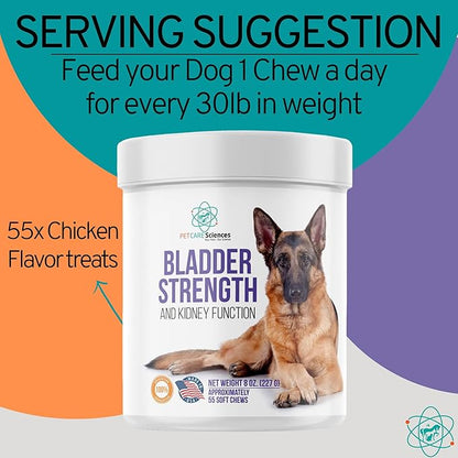 Bladder Strength Approx 55 Chews - Natural Dog UTI Treatment - Kidney Support for Dogs - Dog Cranberry Supplement - Senior Dog Incontinence Supplements - Made in The USA