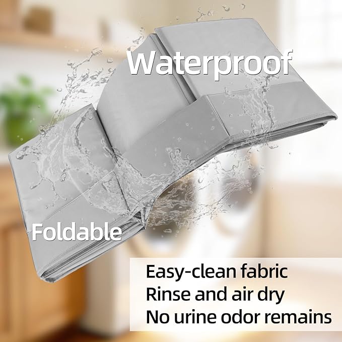 Dog Pee Pad Holder with High Walls, 32.3"x22"x15.7" No-Splash Indoor Dog Potty Box with 6 Clamps, No Assembly Foldable Potty Training Toilet for Large Small Medium Dogs Puppy Potty(Gray2)