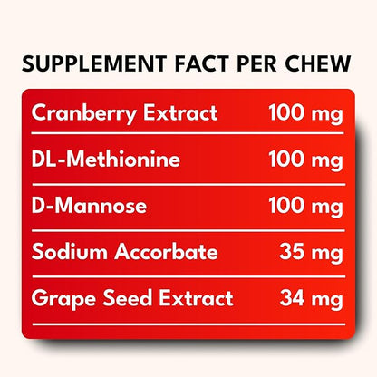 Cranberry Chews for Dogs – UTI Support & Bladder Support – Cranberry Supplement for Dogs – Dog Kidney Support – Urinary Tract & Bladder Control (30 Soft Chews)