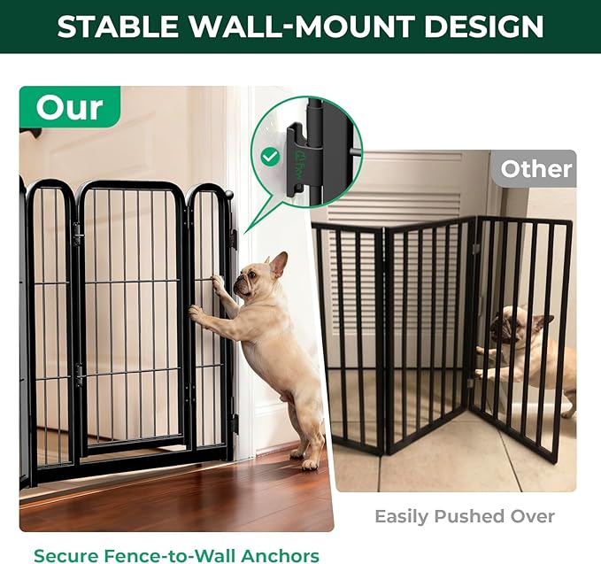 FXW Dog Gate Extra Wide Designed for Indoor Use, Adjustable Width Up to 46-inch Wide (24" H 2 Wire Panels for Puppies and Small Dogs), Black