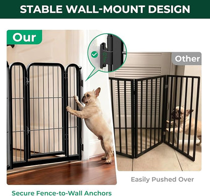 FXW Dog Gate Extra Wide Designed for Indoor Use, Adjustable Width Up to 46-inch Wide (24" H 2 Wire Panels for Puppies and Small Dogs), Black