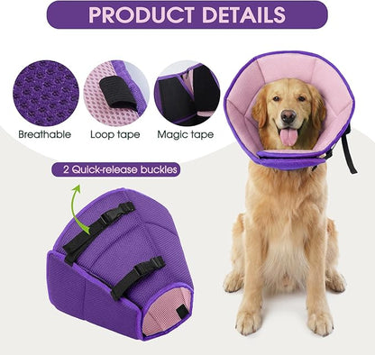 Dog Cone Collar After Surgery for Medium Dogs, Adjustable Soft Recovery Cone for Dogs to Stop Licking Biting, Comfortable Pet Elizabethan Alternative for Wound Healing