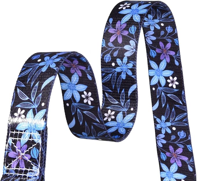 Mihqy Dog Collar with Bohemia Floral Tribal Geometric Patterns - Soft Ethnic Style Collar Adjustable for Small Medium Large Dogs(Floral Blue,M)