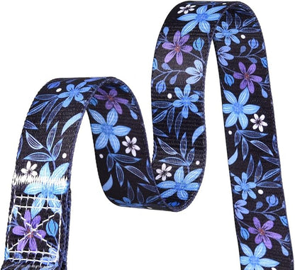 Mihqy Dog Collar with Bohemia Floral Tribal Geometric Patterns - Soft Ethnic Style Collar Adjustable for Small Medium Large Dogs(Floral Blue,M)