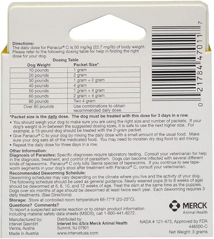 Panacur C Canine Dewormer (Fenbendazole), 1 Gram, Yellow, 3 Count (Pack of 1)