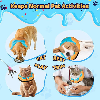 Grand Line Donut Inflatable Collar for Dogs and Cats, Soft Recovery Dog Cone After Surgery, Protective Pet Neck Cone for Small, Medium, Large Dogs, Not Block Vision (Blue, M-Plus)