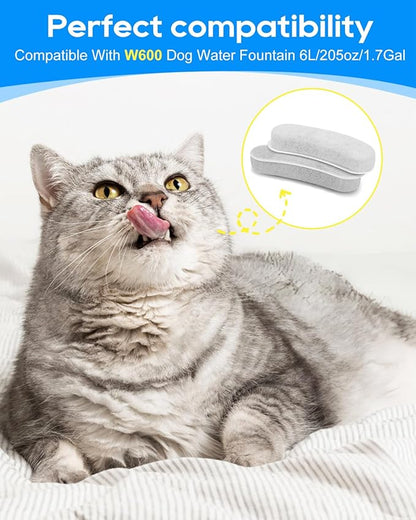 Pet Fountain Filters for Dog Waterer Fountain Compatible with W600 Automatic Dog Water 205oz/6L Dispenser, 8 Pack Large Pet Fountains Filter Replacement Fit for Cat Water Drinking Bowl