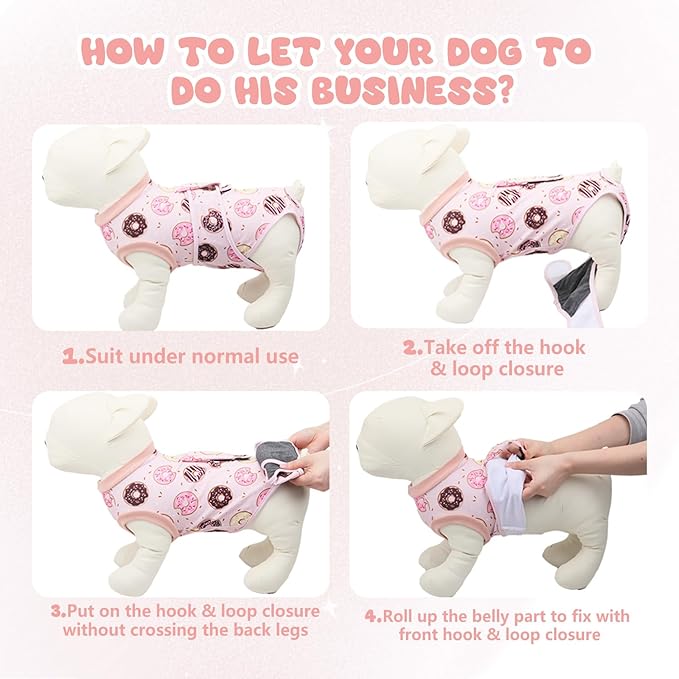 Dog Surgery Suit, Breathable Surgical Recovery Suit for Female Spay Male Neuter, Anti-Licking Surgical Recovery Suit for Abdominal Wounds Skin Disease, Pink, Medium