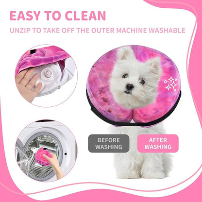 Inflatable Dog Recovery Collar, Dog Cone Collar for After Surgery, Prevent Dogs from Biting & Scratching Wound E-Collars to Help with Healing Soft Pet Recovery Collar Does