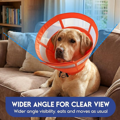 ASENKU Dog Cone Collar, Protective Recovery Dog Collar After Surgery, Comfy Adjustable Cone for Dogs to Stop Licking, Pet E-Collar for Small, Medium & Large Dogs(Orange, M)