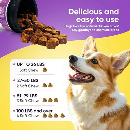 Fleas Ticks Treatment Dog Oral Chewables Support Supplement Breeds and Ages