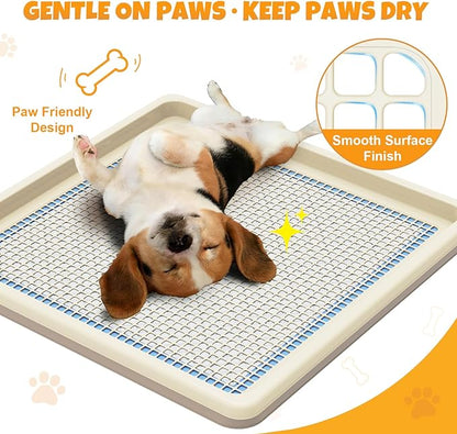 Dog Pee Pad Holder for Small and Medium Dogs, Two-Layer Mesh Dog Potty Tray, Indoor Puppy Pad Holder for Potty Training, Gentle on Paws, Easy-Clean Leak-Resistant Fits 22 × 22 Inches Pee Pads